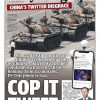 Daily Telegraph Australia used a photo of a tank man blocking the advance of tanks in Tiananmen Square on June 4 as its front page, followed by an article by Zhao Lijian.
